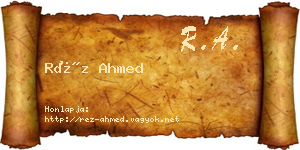 Réz Ahmed névjegykártya